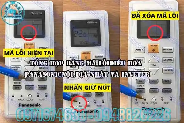 Xóa mã lỗi điều hòa Panasonic