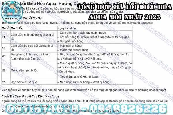 Cách check mã lỗi máy lạnh Aqua