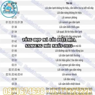 Mã Lỗi Điều Hòa Samsung Mới Nhất 2025