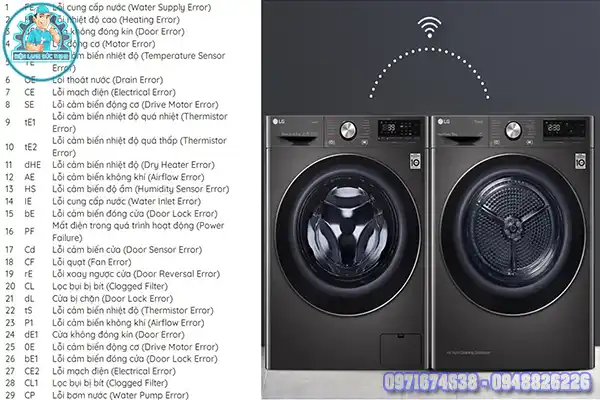 Reset máy sấy LG