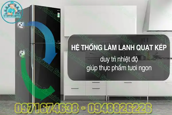 tủ lạnh hitachi inverter 339 lít r-fvx450pgv9 gbk
