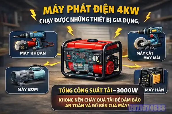 Máy Phát Điện 4kw Chạy Được Những Thiết Bị Gì? Cách Tính