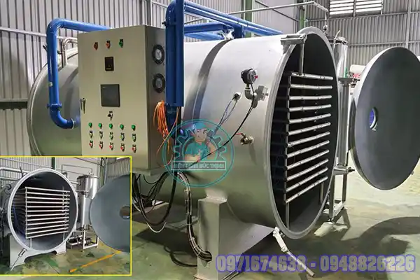 Máy sấy chân không bao gồm các bộ phận chính như buồng sấy
